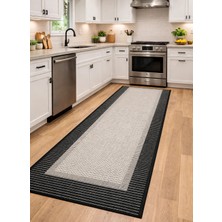 Filizon Mess Modern Dekoratif Yumuşak Dokulu Sisal Halı 3945 Gri Siyah