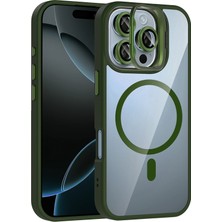 Bucuks Mey Ithalat®  Apple iPhone 16 Pro Max Remim Lensli Magsafe Standlı Kapak - Koyu Yeşil