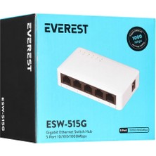 Everest Everlink ESW-515G 5 Port 10-100-1000MBPS Gigabit Ethernet Masaüstü Ethernet Switch Hub