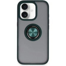 Bucuks Mey Ithalat®  iPhone 16 Kılıf Montreal Yüzüklü Silikon Kapak - Yeşil