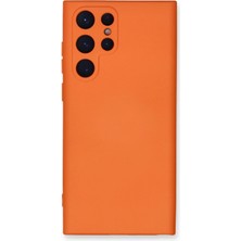 Bucuks Mey Ithalat®  Samsung Galaxy S22 Ultra Kılıf Nano Içi Kadife Silikon - Turuncu