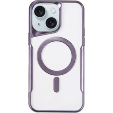 Bucuks Mey Ithalat®  iPhone 15 Plus Kılıf Boyi Magsafe Silikon Kapak - Derin Mor