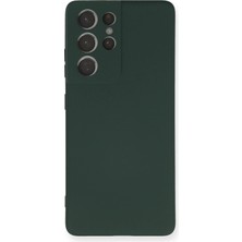 Bucuks Mey Ithalat®  Samsung Galaxy S21 Ultra Kılıf Nano Içi Kadife Silikon - Koyu Yeşil