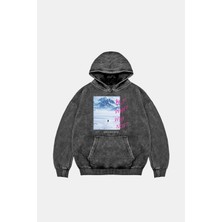 Sekizbiraltı But Why Baskılı Oversize Unisex Yıkamalı Siyah Hoodie