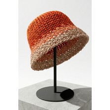 Mollycrush Kadın Turuncu Hasır El Örmesi Bucket | Plaj Kova Şapka