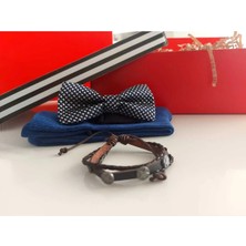 Erkek Hediye Seti Modern Şıklık 18 : Desenli Papyon, Çorap ve Deri Bileklik