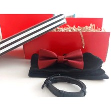 Erkek Hediye Seti Modern Şıklık 7 : Desenli Papyon, Çorap ve Deri Bileklik