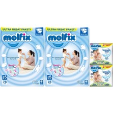 Molfix Bantlı Bebek Bezi Beden:5 (11-18 kg) Junior 156 Adet Ultra Fırsat Paketi + 6 Islak Mendil