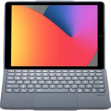 Bucuks Mey Ithalat®  T5506D iPad 10.2 (9.nesil) Kılıf Palermo Ledli Klavyeli Standlı Tablet Kılıfı - Siyah