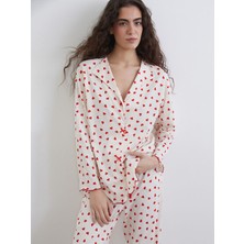 Lcw Ekru Gömlek Yaka Baskılı Hamile Pijama Takımı