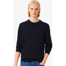Lacoste Men's Regular Fit Crew Neck Merino Wool Sweater Bisiklet Yaka Merino Yünlü Kazak Lacivert