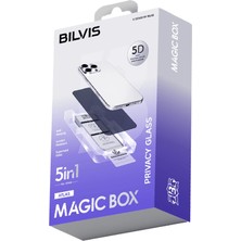 Bucuks Mey Ithalat®  Apple iPhone 15 Pro Bilvis 5in1 5d Magic Hayalet Cam Ekran Koruyucu - Siyah