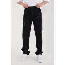 Difransel Jeans Erkek Şimşek Baskılı Cepli Baggy Pantolon