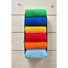 Esinti 6 Çift Unisex Renkli Kutulu Tenis Çorabı Uzun Renkli Erkek Kadın Çorap