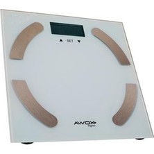 Awox Elegance Elektronik Baskül - Beyaz Cam Malzeme ile Hassas Ölçüm ve LCD Ekran