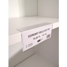 Şeffaf Etiket 50 Adet Pvc Etiketlik Raf Önü Dik Yapışkanlı 10 x 4 cm Vitrin Etiketliği Raf Önü Etiketlik