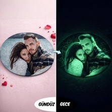 Bk Gift Kişiye Özel Fotoğraflı Fosforlu Yuvarlak Puzzle -1, Gece Parlayan Puzzle, Sevgiliye ve Ev Hediyesi