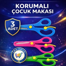 Nistabolje 3 Adet Çocuk Makası Küt Uçlu Yaylı Plastik Korumalı Okul Öğrenci Makası