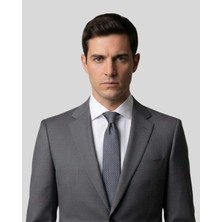 1001 Kravat Gri Desenli 7,5 cm Genişliğinde Ipek Kravat