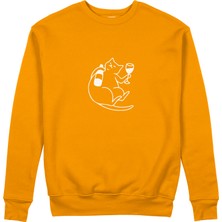 The Lucid Lab Wine Lover Cat Sweatshirt - Turuncu