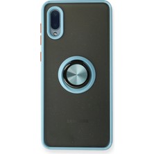 Bucuks Mey Ithalat®  Samsung Galaxy A02 Kılıf Montreal Yüzüklü Silikon Kapak - Buz Mavi