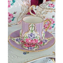 Manushum El Boyama Porselen Osmanlı Saray Kahve Fincanı-Lila 1 Adet