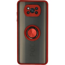 Bucuks Mey Ithalat®  Xiaomi Pocophone X3 Kılıf Montreal Yüzüklü Silikon Kapak - Kırmızı