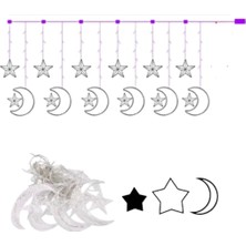 Indispensablely Ramazan Için Hilal Yıldız Işık Zinciri Yanıp Sönen ve Sabit Modlu