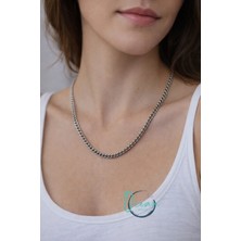 Oceandesign Paslanmaz Çelik Zincir Kolye 45 cm Kararmaz, Parlak Gümüş Renk Kadın Kolye