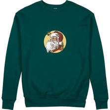 The Lucid Lab Vintage Santa Portrait Sweatshirt - Koyu Yeşil
