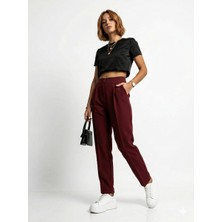 Ribana Classic Kadın Dar Paça Pileli Mevsimlik Klasik Moda Kumaş Pantolon 4687