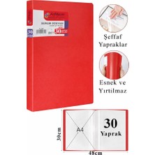 ArtMaster Kırmızı Sunum Dosyası 30 Lu 1 Adet Poşet Dosyalı Katalog Dosyası 30 Poşetli Kendinden Dosya Plastik Kapaklı
