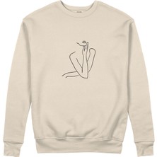 The Lucid Lab Women / Kadın Silüeti Sweatshirt - Bej