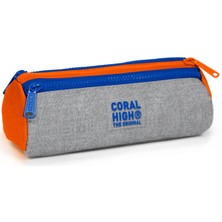 Coral High Kids Gri Turuncu Üç Bölmeli Kalem Çantası 31021