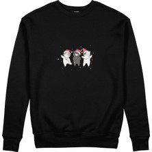 The Lucid Lab Tangled Christmas Cats Sweatshirt - Siyah