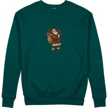The Lucid Lab Vintage Santa Sweatshirt - Koyu Yeşil
