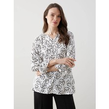 Lc Waikiki Yeni Sezon V Yaka Baskılı Fırfırlı Kadın Bluz