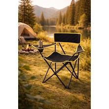 Romee Siyah Sarı Teleskopik Katlanır Kamp Sandalyesi