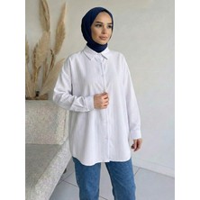 Miostil Kendinden Çizgili Tunik-Ekru