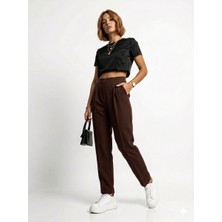 Ribana Classic Kadın Dar Paça Pileli Mevsimlik Klasik Moda Kumaş Pantolon 4687
