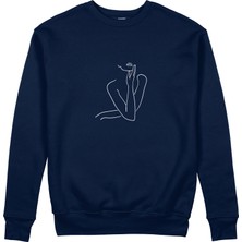 The Lucid Lab Women / Kadın Silüeti Sweatshirt -Lacivert