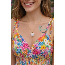 Oceandesign Doğal Kuvars Taşlı Kalp Uçlu Kadın Kolye 45 cm Paslanmaz Çelik Zincir – Zarif Şık Tasarım