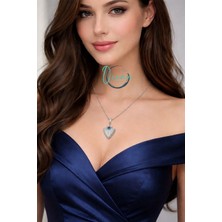 Oceandesign Gümüş Renk Nazarlı Kalkan Kolye | 45 cm Paslanmaz Çelik Zincir, Kadın Kolye