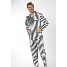 Kocabey Uzun Kol Çizgili Gaffur Erkek Pijama Takım Mavi Renk Özel Kumaş Yapısı