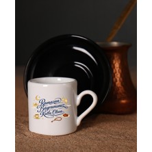 Trend Yankı Ramazan Bayramına Özel Tasarımlı Siyah Altlıklı Türk Kahvesi Fincanı