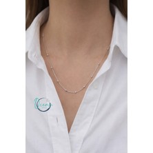 Oceandesign Gümüş Renk Paslanmaz Çelik Top Detaylı Minimal Kolye 45 cm