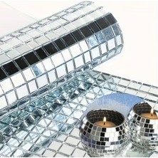 Bucuks® Kare Silver Cam Mozaik Fayans Çıkartmaları El Işi Kare Cam Fayans Kendinden Yapışkanlı Aynalı Dekor Panel 30X30 cm