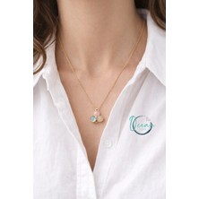 Oceandesign Minimal Çiçek Figürlü Renkli Taşlı Paslanmaz Çelik Kadın Kolye El Yapımı Şık Tasarım