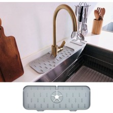 Bucuks® Lavabo Için Silikon Esnek Mat Musluk Sapı Damlama Tutucu Raf Mutfak Tezgahı Sıçrama Koruma