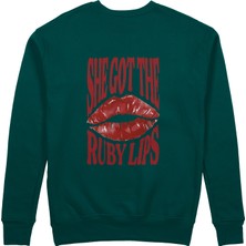 The Lucid Lab Ruby Lips Sweatshirt - Koyu Yeşil
